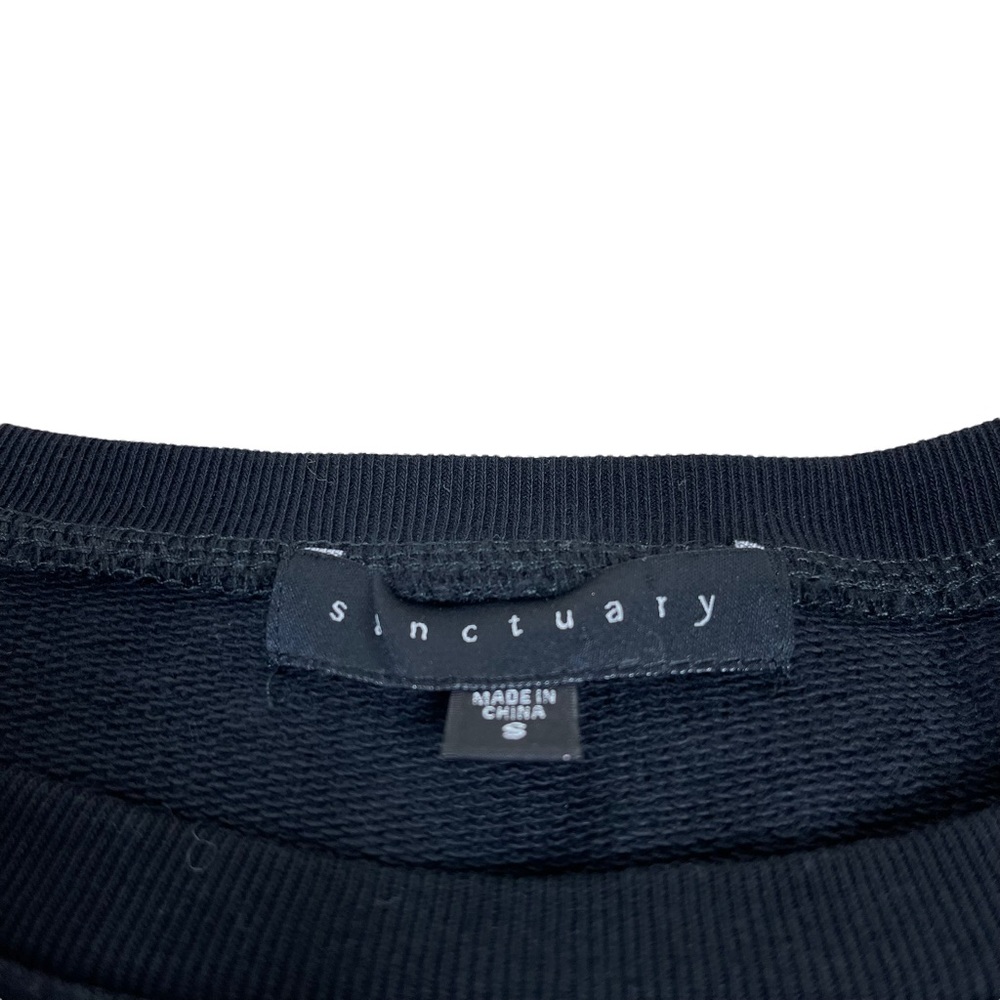 Sanctuary Black Puff Shoulder Flower 🌹 Embroidered Pullover‎ Sweater Size Small - Picture 8 of 11